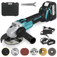 1 x RAW Customer Returns LabTEC Angle Grinder, 800W, Cordless Angle Grinder with Blades with 2 Packs 18V 5500mAh Battery Charger for Cutting, Grinding, Polishing and Sharpening - RRP €86.54