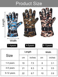 21 x Brand New Geyoga 4 Pairs Kids Winter Ski Gloves Waterproof Snow Gloves Windproof Camo Gloves, 4 Colors 6 to 12 Years Old  - RRP €418.11