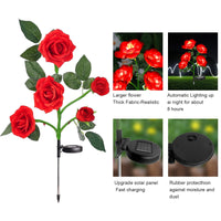 1 x RAW Customer Returns Solar lamps for outdoor garden decoration, 2 pieces XVZ waterproof solar lights for outdoor decoration, with 5 LED rose lights, decoration for garden, lawn, terrace, field, path red  - RRP €23.98