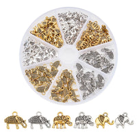 1 x Brand New AHANDMAKER 96 Pieces Tibetan Metal Lucky Elephant Spacer Beads, 6 Style Antique Gold Silver Detailed Carved Animal Beads for Making DIY Jewelry - RRP €20.4