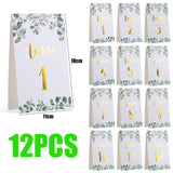 1 x RAW Customer Returns COLOFALLA 12 pieces table numbers wedding 1-12 white gold eucalyptus place cards baptism communion confirmation place cards gold foiled table decoration made of paper numbers numbers for birthday party - RRP €9.34