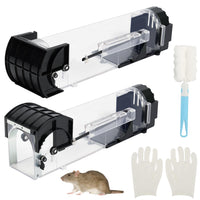 1 x RAW Customer Returns BELLE VOUS 2 Pack Live Mouse Traps with Brush Gloves 32 cm - Reusable Easy to Set Up Rat Mice Live Trap with Air Holes for Indoor Outdoor - RRP €19.99