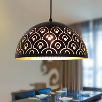 1 x RAW Customer Returns Pendant lamp black gold E27, 2 pieces hanging lamp dining table vintage height adjustable hanging lights pendant lights round hollow out retro dining room lamp hanging chandelier for kitchen restaurant 30cm - RRP €65.89