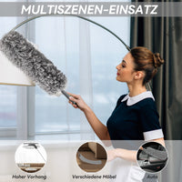 12 x Brand New WIWJ Washable Telescopic Duster for Ceiling Duster with Telescopic Bar Microfiber Corner Broom Long Dust Broom Max. 55-255cm with Telescope. 5 Grey-white  - RRP €229.8