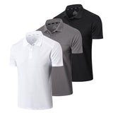 1 x RAW Customer Returns Gaiatiger 3 Pack Polo Shirt Men Short Sleeve Slim Lightweight T-Shirt with Casual Collar Breathable Hygroscopic Polo Shirts for Men Golf Polo Shirts Men 0427 Black Grey White-L - RRP €43.99