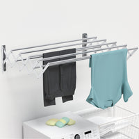 1 x RAW Customer Returns Gemsaya wall-mounted clothes dryer, 42-80cm extendable wall dryer, wall-mounted clothes dryer with 7 bars, silver stainless steel foldable towel rail, space-saving drying rack, max. load capacity 30 kg - RRP €39.31