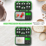 1 x RAW Customer Returns UNIWEIGH digital kitchen scales 1000g 0.1g, fine scales, pocket scales, precision scales, gram scales, small scales, letter scales, mini scales, scale for coins, weed-light green, - RRP €18.99