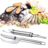 1 x RAW Customer Returns LONGHAO 2 pieces shrimp peeler made of stainless steel, shrimp peeler, fish scale knife, stainless steel fish scale remover, 5 in 1 multifunctional shrimp line fish maw knife, fish scaler remover, for shrimp - RRP €20.4