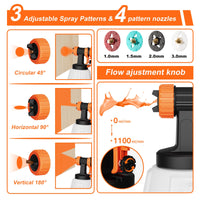 1 x RAW Customer Returns Electric Paint Spray System, GLORITY 700W HVLP Paint Spray Gun, 4 Nozzles and 3 Patterns, 1200 ML Paint Container, Flow Rate 1000 ml min, for Indoor and Outdoor Use, PS80A Orange - RRP €63.35