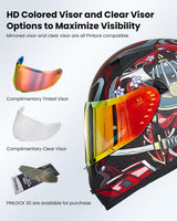 1 x RAW Customer Returns ILM motorcycle helmet full face helmet men women motorcycle helmet with 2 visors Pinlock compatible clear and tinted street bike motocross casco DOT ECE model Z501, Armor Red, XL - RRP €219.99