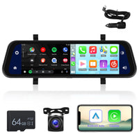 1 x RAW Customer Returns Wireless Apple CarPlay Dash Cam Car Mirror - 9.66 Inch 1080P Touch Screen Rearview Camera with Parking Monitor Loop Record Voice Assistant Excellent Visual - RRP €118.02