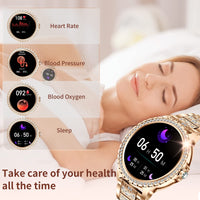 1 x RAW Customer Returns Women s Diamond Smartwatch, 1.32 Women s Smartwatch Calls and WhatsApp, Female Physiology Heart Rate Monitor SpO2 Sleep Monitoring 19 Workouts, Women s Smartwatch Watch for iOS Android - RRP €59.99