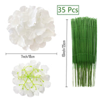 1 x RAW Customer Returns FagusHome 35 pieces artificial hydrangea flower heads 18 cm artificial flower heads with stems fake flowers in white for decoration - RRP €26.02