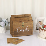 1 x RAW Customer Returns SUMNACON Vintage 25CM Wooden Card Box with Lid Love Lock Wedding Card Box for Anniversary Christmas Wedding Birthday Baby Shower Party Gift Cards Letter Box White, Brown  - RRP €34.27