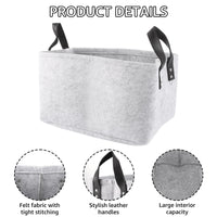 6 x Brand New APACALI 2 pieces felt storage basket, felt basket gray, foldable felt storage box, felt baskets with two soft handles, felt storage basket for clothes, towels, toiletries, books etc. - RRP €95.94