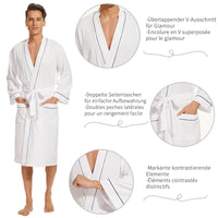 1 x RAW Customer Returns Mnemo Men s Bathrobe Waffle Light Kimono Waffle Dressing Gown Made of Organic Cotton, White, M - RRP €36.56