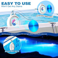 1 x RAW Customer Returns EEIEER Underwater LED Pool Lighting, 10W Pool Lights Underwater 64 LED Underwater Lighting Pond Lighting with Magnet, IP68 Pool Lighting with 7m Cable for Swimming Pool Pool Aquarium - RRP €19.99