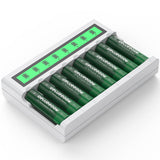 1 x RAW Customer Returns Delyeepow Battery Charger with AA 3300mah 8 pieces, Rechargeable 1.2V NiMH battery, AA rechargeable batteries, high capacity, 1200 cycles - RRP €29.4