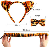 1 x Brand New Kids Tiger Headband, Cute Cat Ears Headband Animal Ears Tail and Bow Tie Set for Party Cosplay, 3 Pack Tiger Stripes  - RRP €8.78