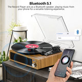 1 x RAW Customer Returns Record player, FYDEE vinyl record player Bluetooth, record player vintage turntable with built-in stereo speaker, 3-speed 33 45 78 rpm, RCA output, AUX input, wood color - RRP €79.98