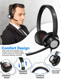 1 x RAW Customer Returns New bee headset with microphone, PC headset, adjustable microphone with noise reduction, headset USB Type-C 3.5mm, headphones for business teleconference calls Skype chat online courses black  - RRP €29.99