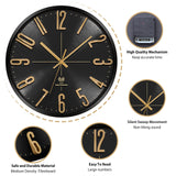 1 x RAW Customer Returns Warminn Radio Controlled Wall Clock Without Ticking Noise Silent 30cm Quartz Battery Operated Large Wall Clock Easy to Read for Room Home Kitchen Bedroom Office School Black  - RRP €33.26