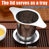 3 x Brand New AIYONG tea strainer for loose tea, tea filter with lid, tea accessories tea strainer with drip tray and double handle, coffee filter stainless steel, reusable hand filter tea strainer for cup pot teapot coffee pot - RRP €61.2