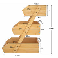 1 x RAW Customer Returns 3 Tier Bamboo Fruit Basket Stand, Vegetable and Bread Holder for Kitchen Countertop - RRP €40.22