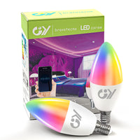 1 x RAW Customer Returns GY Alexa Light Bulb Smart Lamp E14 C37 6W 600lm, Alexa Accessories WLAN Light Bulb Compatible with Google Home 2.4 GHz, RGB Dimmable Warm White-Cold White and Multi-Color Bulb, 2 Pack - RRP €18.29