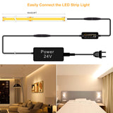 1 x RAW Customer Returns TTWAY COB LED strip 2700K warm white, 10m dimmable 24V flexible COB LED strip light set, 384LEDs M, GS power supply, with RF remote control, CRI90 bright under-cabinet light for TV, DIY decoration - RRP €55.45