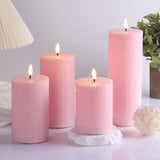 1 x RAW Customer Returns Eywamage 4 Pack Pink Flameless LED Pillar Candles with Remote Control, Flickering Tall Battery Operated Candles D 3 H 4 5 6 8  - RRP €29.23