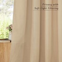 1 x RAW Customer Returns PONY DANCE Boho curtains linen curtains living room eyelet curtain set of 2 H 245 x W 140 cm linen look curtains semi-transparent linen curtains for living room linen curtain camel hair color - RRP €37.26