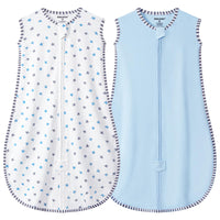 1 x RAW Customer Returns MIKAFEN Pack of 2 Baby Sleeping Bags Summer Sleeveless 0.5 Tog, 100 Cotton Children s Summer Sleeping Bag for Boys and Girls Stars Light Blue, 6-14 Months  - RRP €25.62