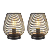 1 x RAW Customer Returns TRIROCKS Set of 2 Metal Battery Operated Lamp 17cm High Metal Cage Shape Cordless Table Lamp Battery Lanterns with LED Edsion Bulb for Patio Garden Wedding Parties Indoor Outdoor Brown  - RRP €35.53