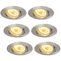 3 x Brand New HCFEI Exclusive LED recessed spotlight 230V 5W 500LM flat 25mm - GU10 LED module - STEP DIM - swivelling chrome matt - LED ceiling light with low installation depth set of 6 - warm white  - RRP €61.2