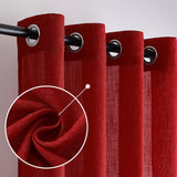 1 x Brand New MIULEE Sheer Curtains Grommet Window Panel Semi-translucent Linen Look Curtain Modern Kitchen Bedroom Living Room Home Decor Light Filtering with Red Cross Pattern 140 x 225 cm - RRP €35.59