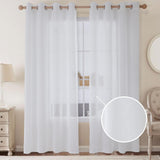 1 x RAW Customer Returns CUCRAF Voile curtains linen look white with eyelets semi-transparent for bedroom living room H260 x W140cm set of 2 - RRP €29.2