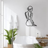 1 x RAW Customer Returns 4 Pieces Metal Wall Art Decor Black Metal Wall Art Single Line Art Drawing Minimalist Abstract Female Woman Modern Wall Sculptures for Hanging Decoration Accents for Bathroom - RRP €29.48