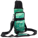 1 x Brand New molshine 32oz Water Bottle Bag, Shoulder Water Bottle Sleeve with Shoulder Pockets for Hiking, Camping, Traveling, Walking Green Marble  - RRP €22.8