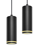 1 x RAW Customer Returns BOYIR Pendant Light Modern Cylinder Black Hanging Lamp, Hanging Light Height Adjustable Aluminum Chandelier with GU10 Socket Max. 60 Watt Pendant Lamp Ceiling Lamp for Living Room Bedroom, 2 Pieces - RRP €40.33