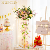 1 x RAW Customer Returns Nuptio Gold Vase for Wedding Centerpieces - 2 Pack 80cm Tall Metal Flower Vases Flowers Stand for Party Tables Decorations Weddings Centerpieces Table Geometric Column Display Stand - RRP €61.98