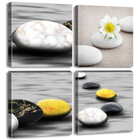 1 x RAW Customer Returns NUOLAN Kitchen Wall Art, 4 Pieces Canvas Wall Art for Living Room, Framed Stone Pictures for Bathroom Decor, 30x30cm - RRP €20.4