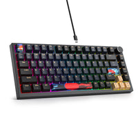 1 x RAW Customer Returns SOLIDEE Hot-Swappable 75 Wired Mechanical Gaming Keyboard, RGB Backlit Keyboard with Red Switch, TKL 82 Keys, NKRO Compact Keyboard with Volume Control Knob Blue Samurai  - RRP €64.59