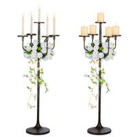 1 x RAW Customer Returns Sziqiqi Set of 2 Metal Candle Holders Candelabra 5 Arms, 122cm High Antique Column Candle Holders Decorative Centerpiece for Wedding Event Party Funeral Ceremony Halloween Decoration, Black - RRP €106.84