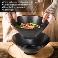 1 x RAW Customer Returns Greentainer Ramen Bowl made of melamine-4 pcs Japanese tableware set 40 OZ 1170ml soup bowls Noodle Bowl with chopsticks and spoon for salad, large bowl for children adults Black - RRP €31.03