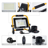 1 x RAW Customer Returns LED construction spotlight, 50W 5000LM work light, LED work light with plug, IP66 waterproof construction spotlight LED with 4M cable, portable construction spotlight for workshop or construction site, garage, 6500K - RRP €27.97