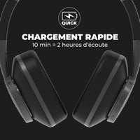 1 x RAW Customer Returns deeBee Pulse - Wireless Headphones with Active Noise Canceling - Bluetooth ANC -35dB Microphone - 40 h Battery Life - Interchangeable Earpads - Noise Canceling - Music, Calls - DB-Pulse-BLK Black  - RRP €199.0