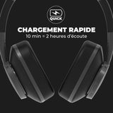 1 x RAW Customer Returns deeBee Pulse - Wireless Headphones with Active Noise Canceling - Bluetooth ANC -35dB Microphone - 40 h Battery Life - Interchangeable Earpads - Noise Canceling - Music, Calls - DB-Pulse-BLK Black  - RRP €199.0