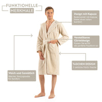 1 x RAW Customer Returns ENGLISH HOME Bathrobe women fluffy, bathrobe men with hood made of cotton, terry sauna robe, unisex, sauna robe women with long belt - RRP €34.99