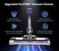 1 x RAW Customer Returns OLAYMEY Cordless Vacuum Cleaner 6 in 1 Vacuum Cleaner Cordless 30000Pa 300W Cordless Vacuum Cleaner with LED Light Wall Mount up to 40min. Running Time, Cordless Vacuum Cleaner Perfect for Hard Floors Carpets Cars - RRP €84.29